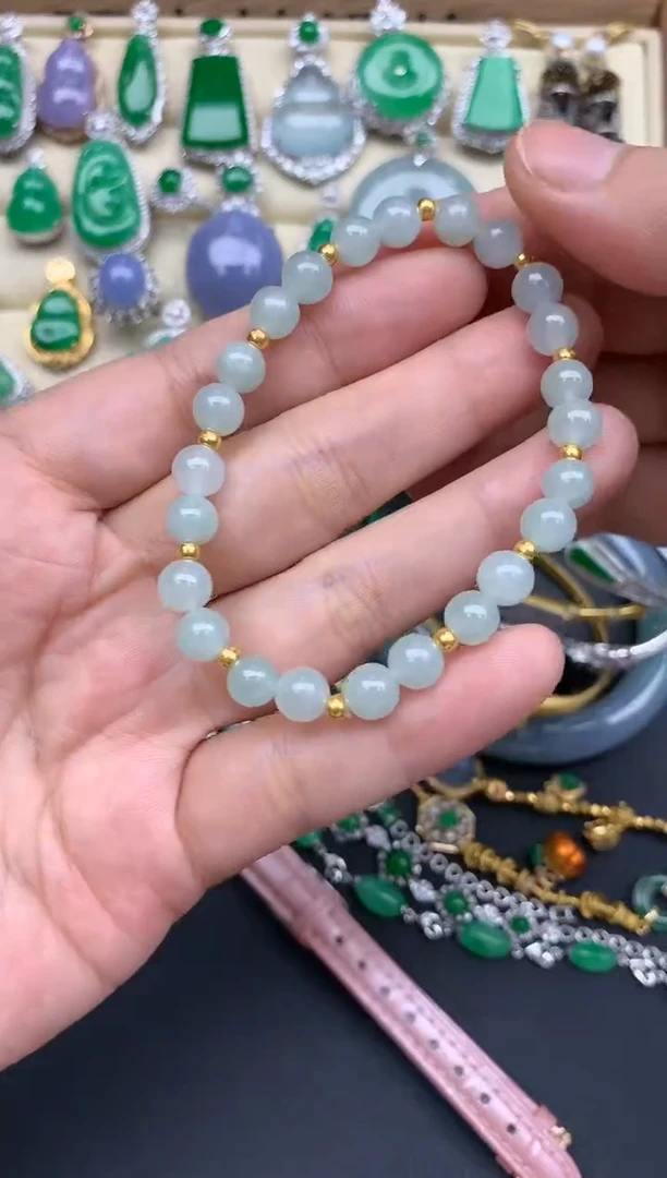 手链翡翠足金镶嵌58-春日珠宝