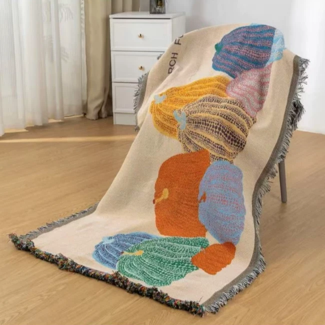 【七彩南瓜】90*330cm 加厚多功能沙发 带流苏 四季通用床盖