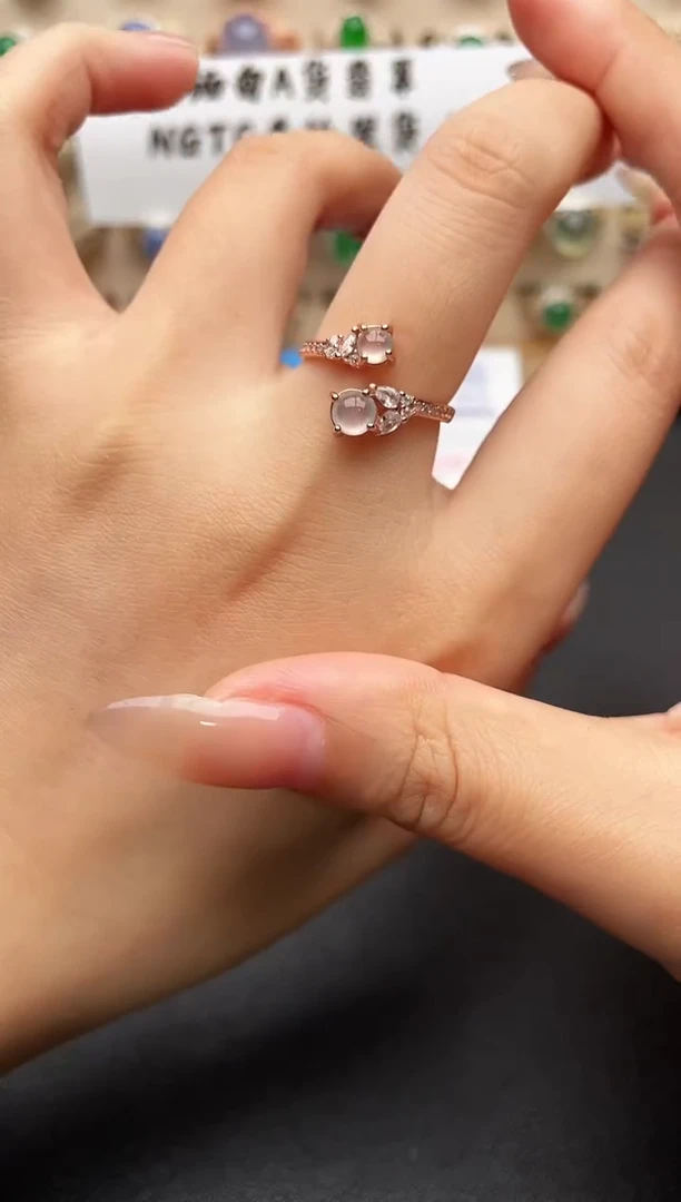 银S925镶嵌戒指翡翠一物一证一礼盒