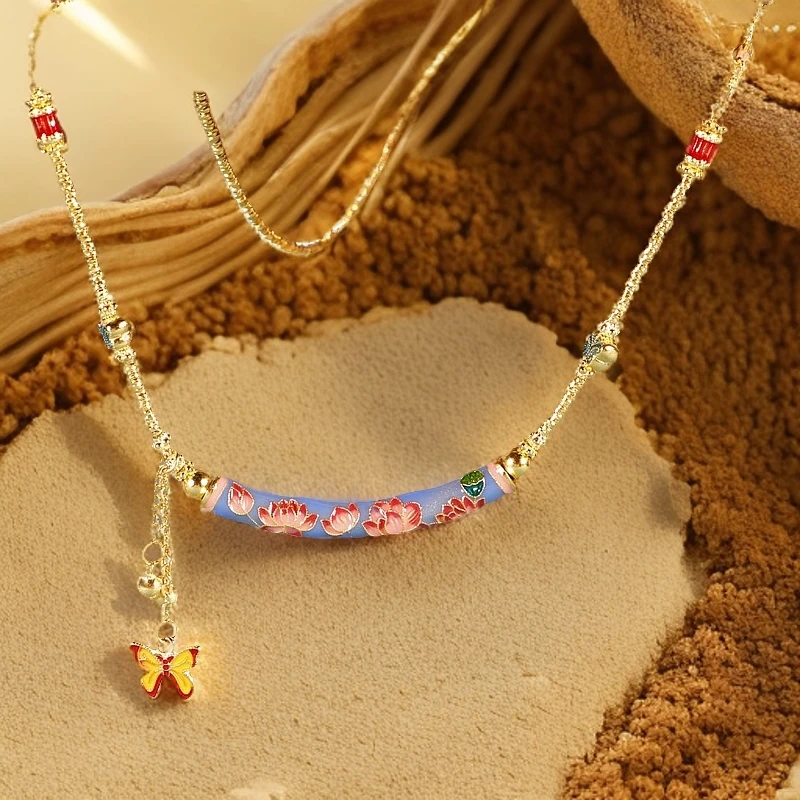 吴越老银铺 坠链均足银珐琅 十二花神套链古法手工编制复古民族风