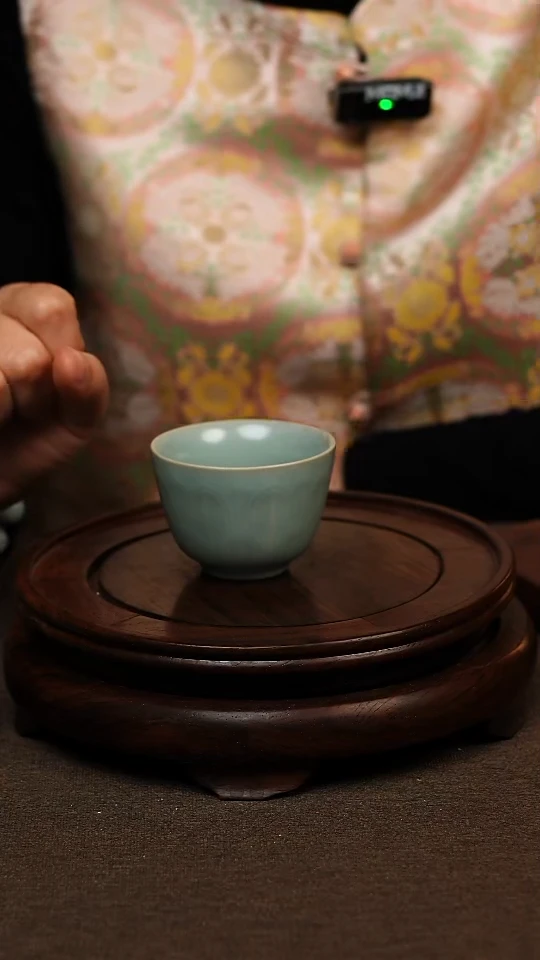 瓷片仿古天青小莲心杯50ml 微瑕 不带礼盒