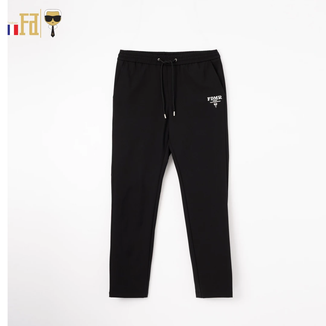 【洛和国际】FEIDIMR老佛爷欧货男士时尚休闲裤黑色简单印花百搭