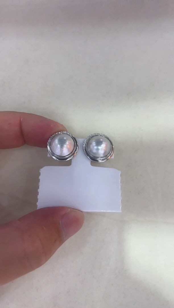 耳饰银S925镶嵌拼合珍珠（马贝珠）清货