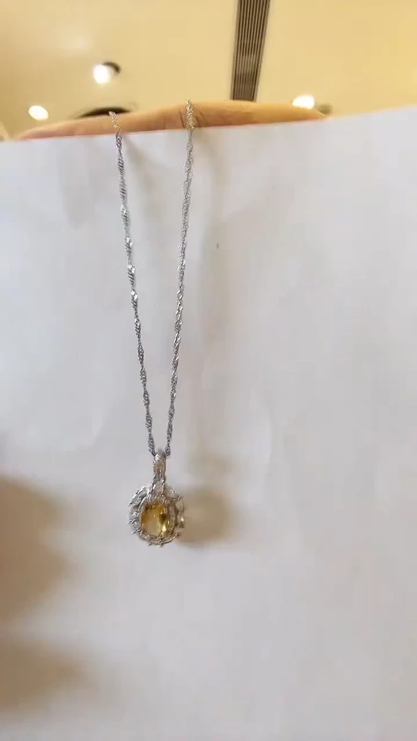 银S925镶嵌吊坠(赠链)黄晶【82】...........