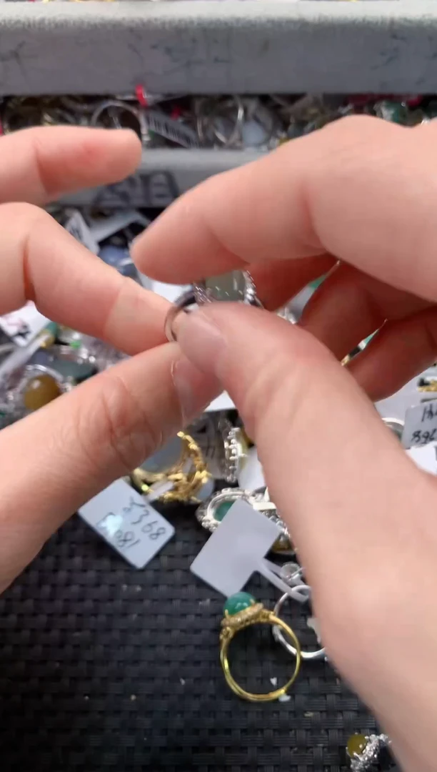 银S925镶嵌戒指翡翠222   2