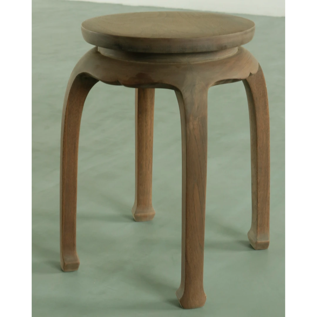 柚木四足清水古色梗面圆凳