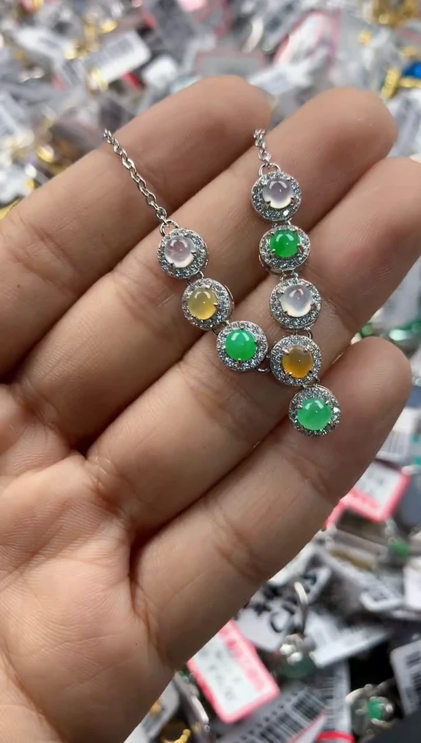 银S925镶嵌戒指翡翠10     6