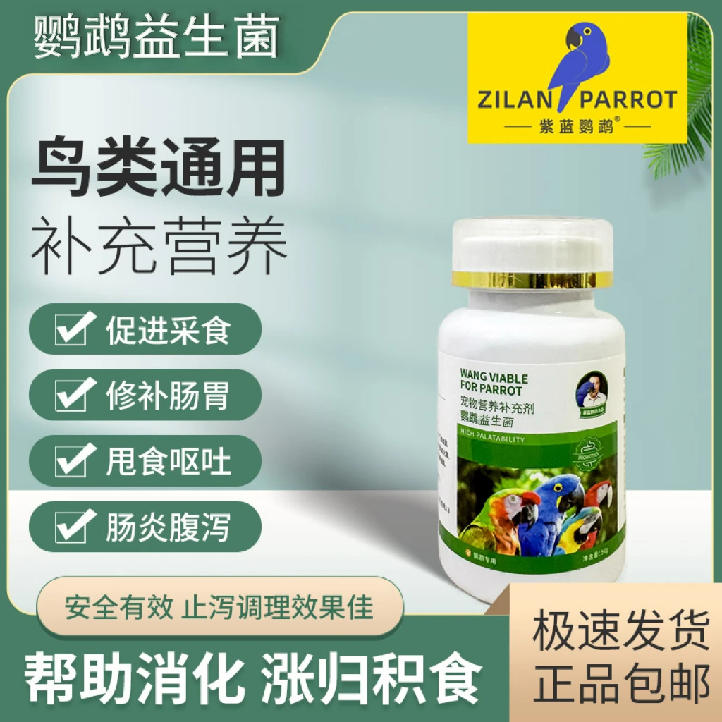 紫蓝鹦鹉益生菌嗉囊炎水便绿积食便促进消化鹦鹉专用健康益生菌