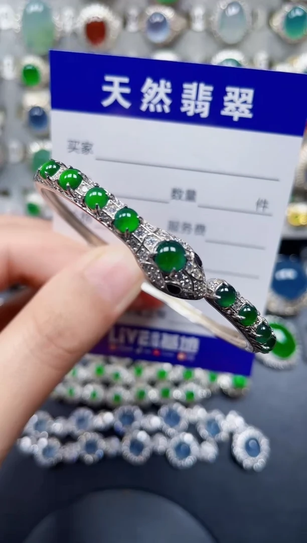 银S925镶嵌手镯翡翠176