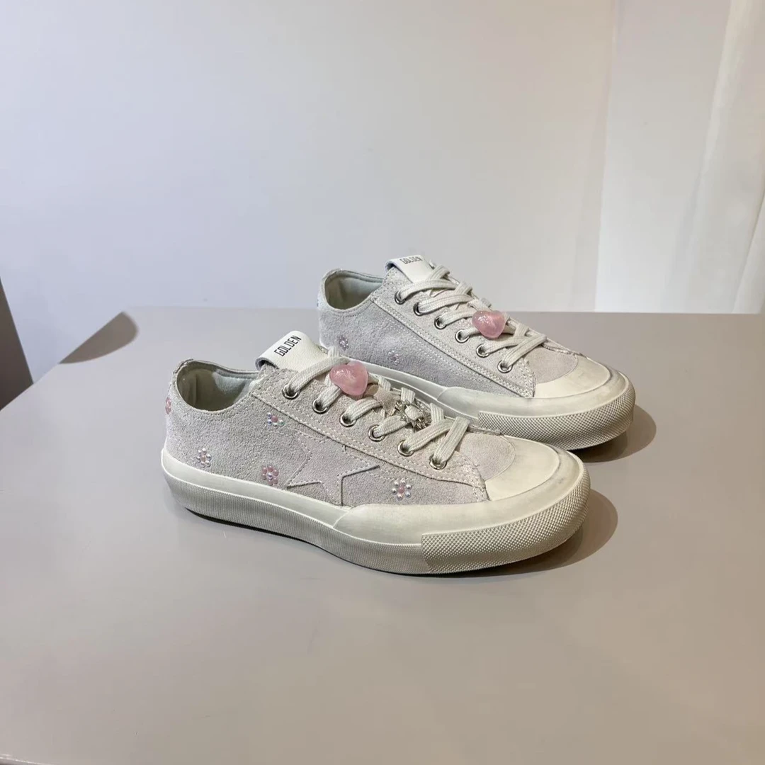 2025春夏新款小脏鞋真皮饰品擦色潮流平底低帮韩版ins时尚百搭