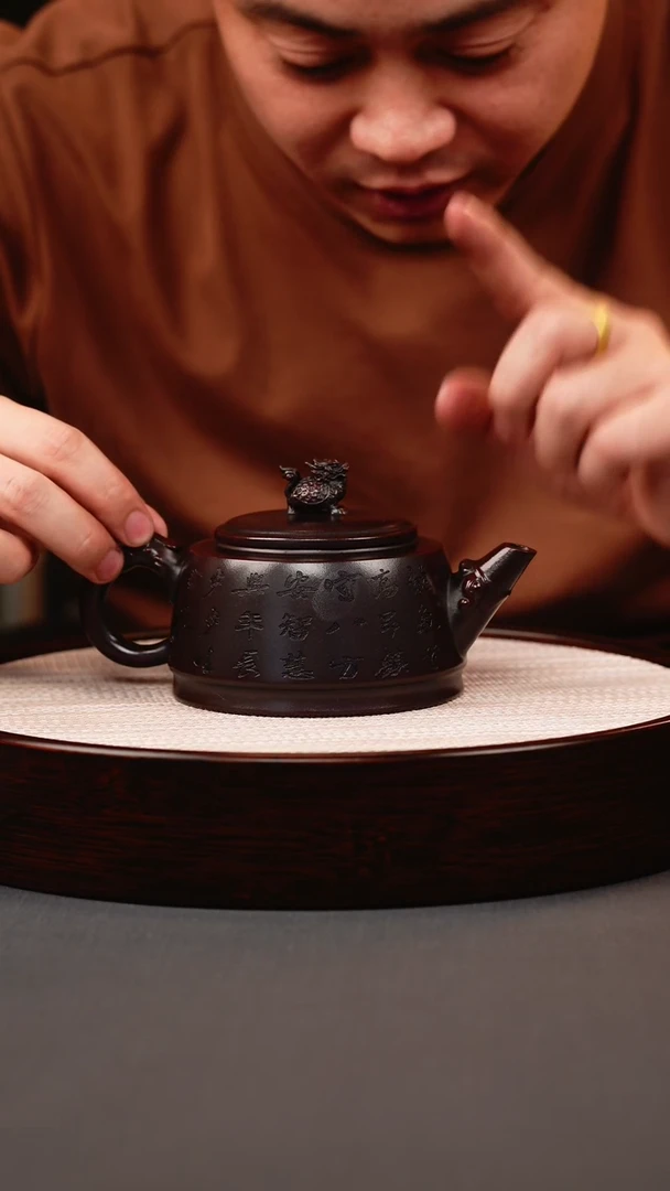 茶壶紫砂古红泥龙龟