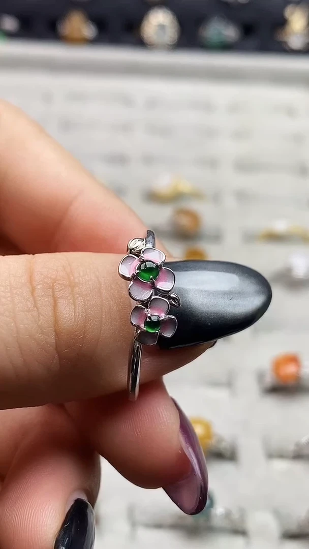 银S925镶嵌戒指翡翠杨*555-36