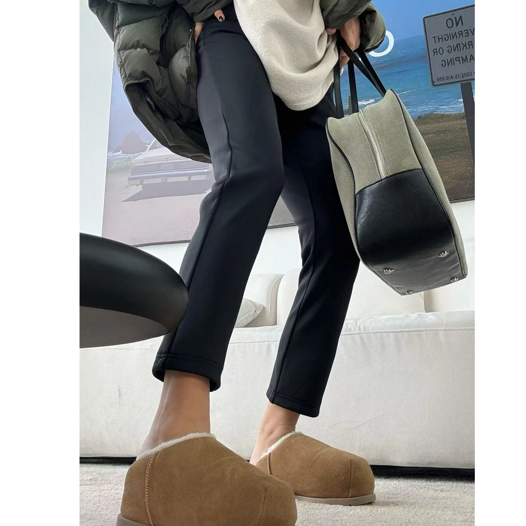 『LZZ』QIANQIAN24冬新款时尚百搭显瘦休闲烟管直筒加绒芭比小黑裤
