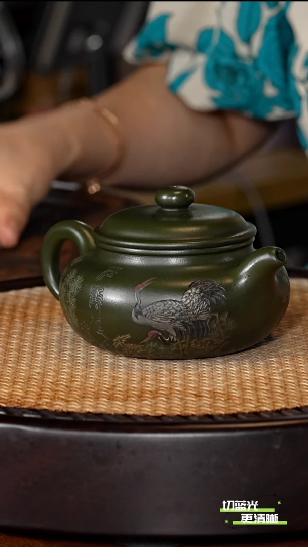 宜兴紫砂 ZCP 绿泥 仿古 300cc 送花盆