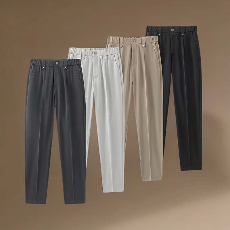 2025年夏季新款微锥垂感西裤男士丝滑垂顺抗皱松紧休闲西装裤显瘦