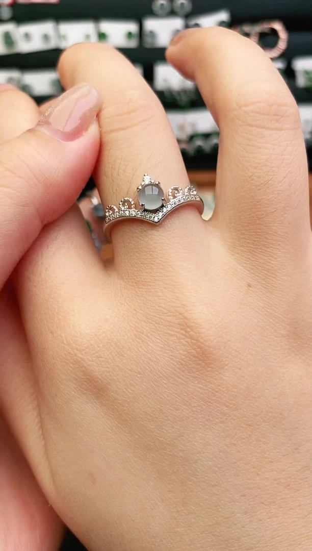 银S925镶嵌戒指翡翠0