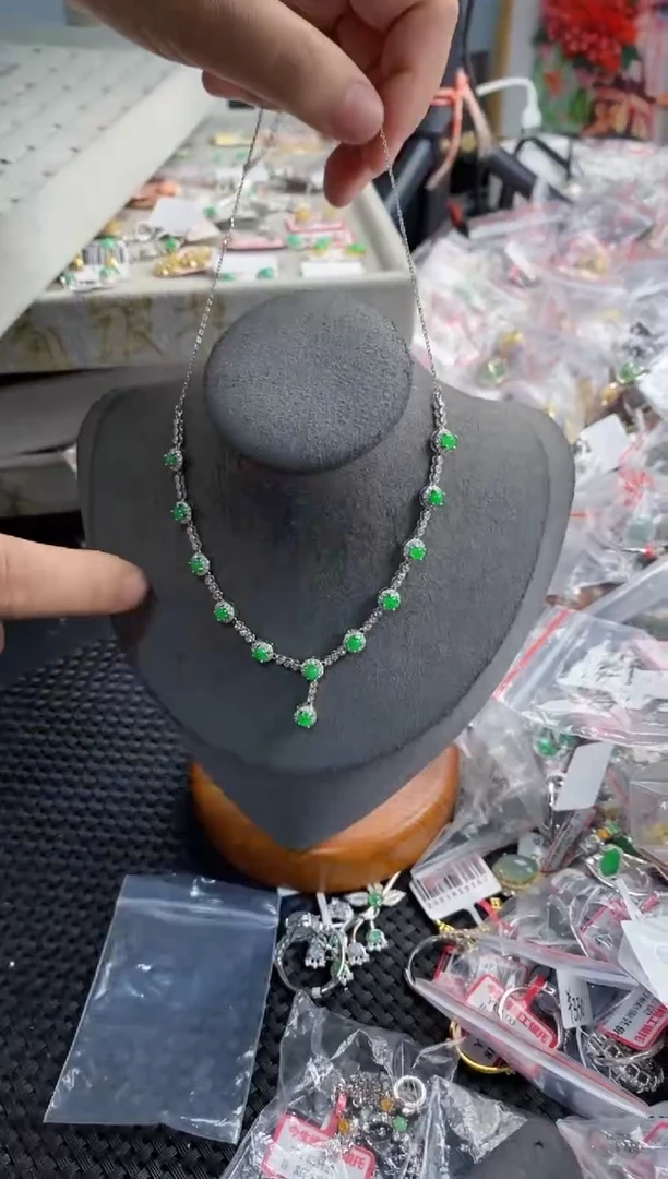 银S925镶嵌戒指翡翠666---7