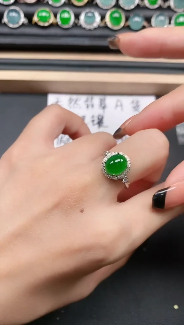 翡翠戒指银S925镶嵌111111