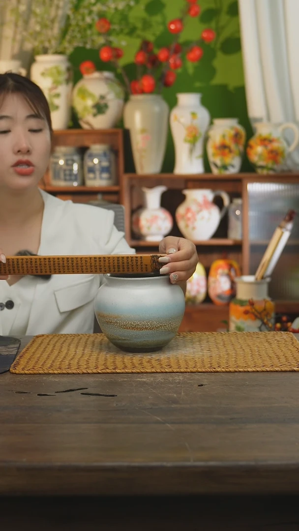 瓷片景德镇纯手工手绘花器摆件