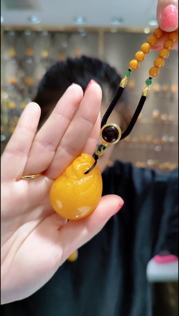 蜜蜡未镶嵌珠宝奇石﹣F890蜜蜡吊坠钱袋