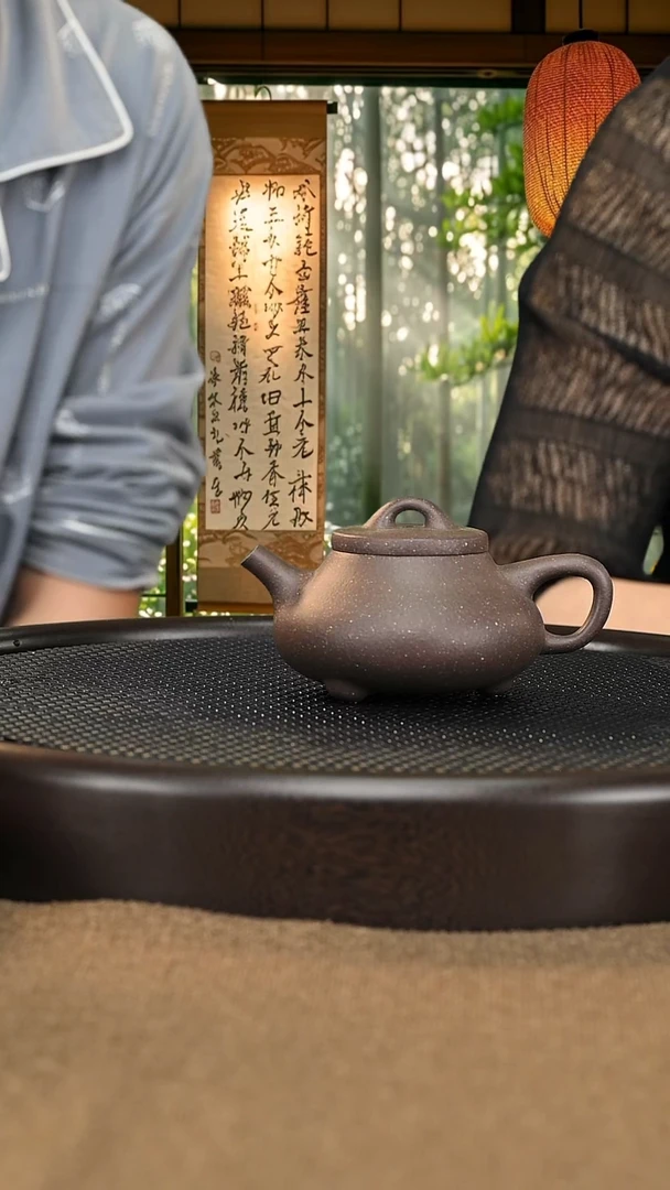 紫砂茶宠天青泥粗砂三足韵瓢