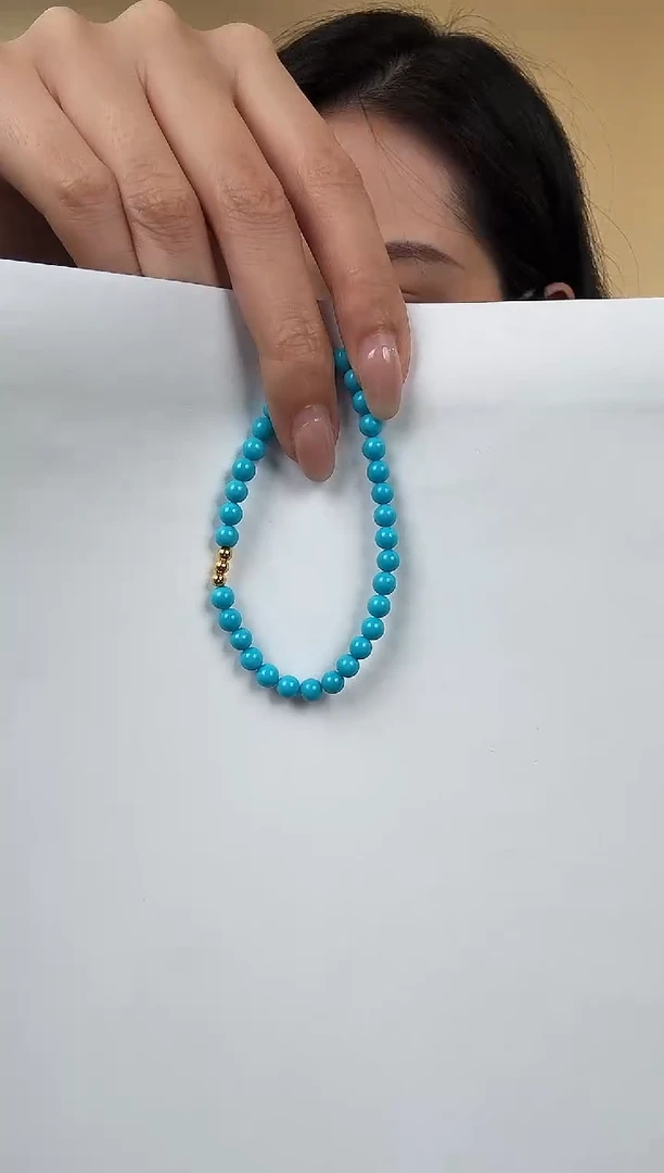 18K金镶嵌绿松石手串4.5/5mm