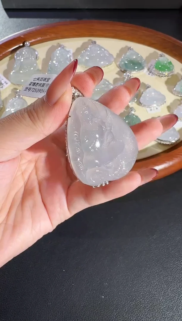 翡翠18K金镶嵌吊坠(不含链)【源头工厂】钻石镶嵌
