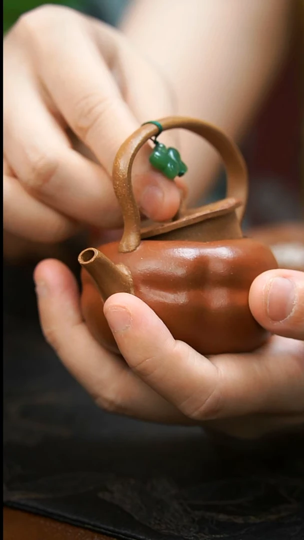 茶壶紫砂柿子提梁小壶
