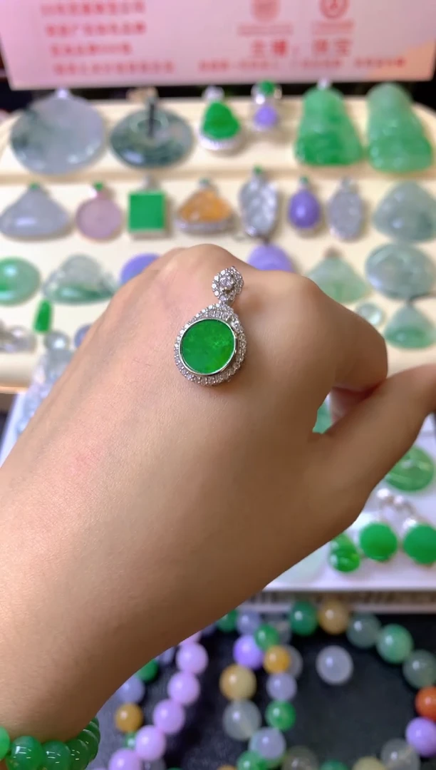 银S925镶嵌翡翠耳饰A***e吊坠