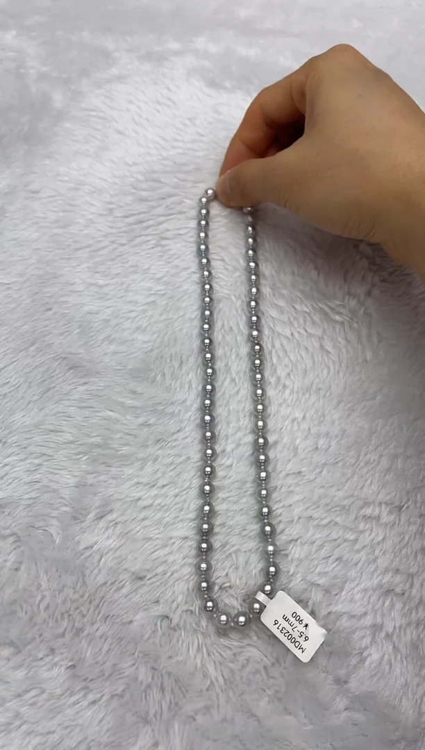 项链银S925镶嵌海水珍珠AK真多麻6.5-7mm