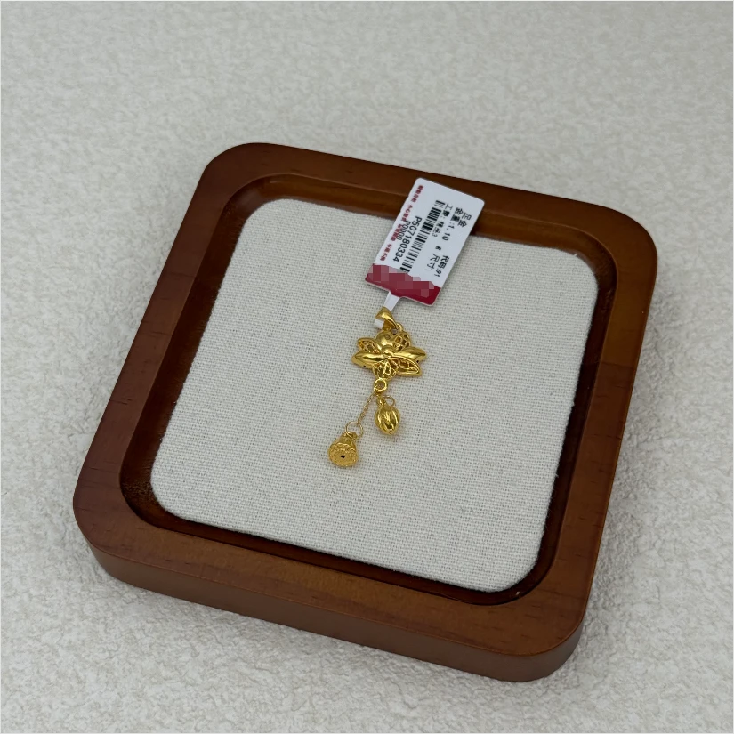 心心珠宝甄选 足金999 两世欢莲花时尚国风吊坠百搭-89