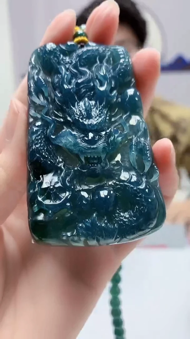 【闪购商品】定制翡翠未镶嵌4688zm-毛货挂件龙牌394