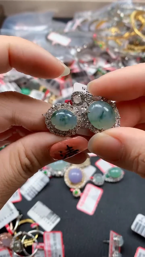 银S925镶嵌戒指翡翠天然A货缅甸翡翠