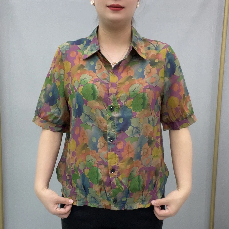 薄款夏季休闲套头花色小衫2025新款爆款洋气衣服休闲温婉大方上衣