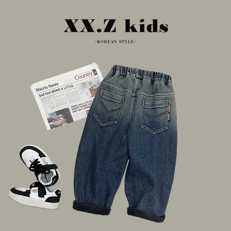 【小首尔】冬装儿童韩版潮流个性渐变休闲保暖加绒牛仔裤HBB3329