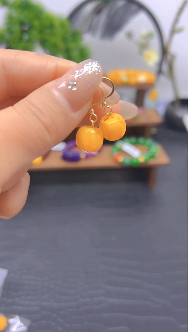 【闪购商品】蜜蜡耳饰14K金镶嵌耳饰E01