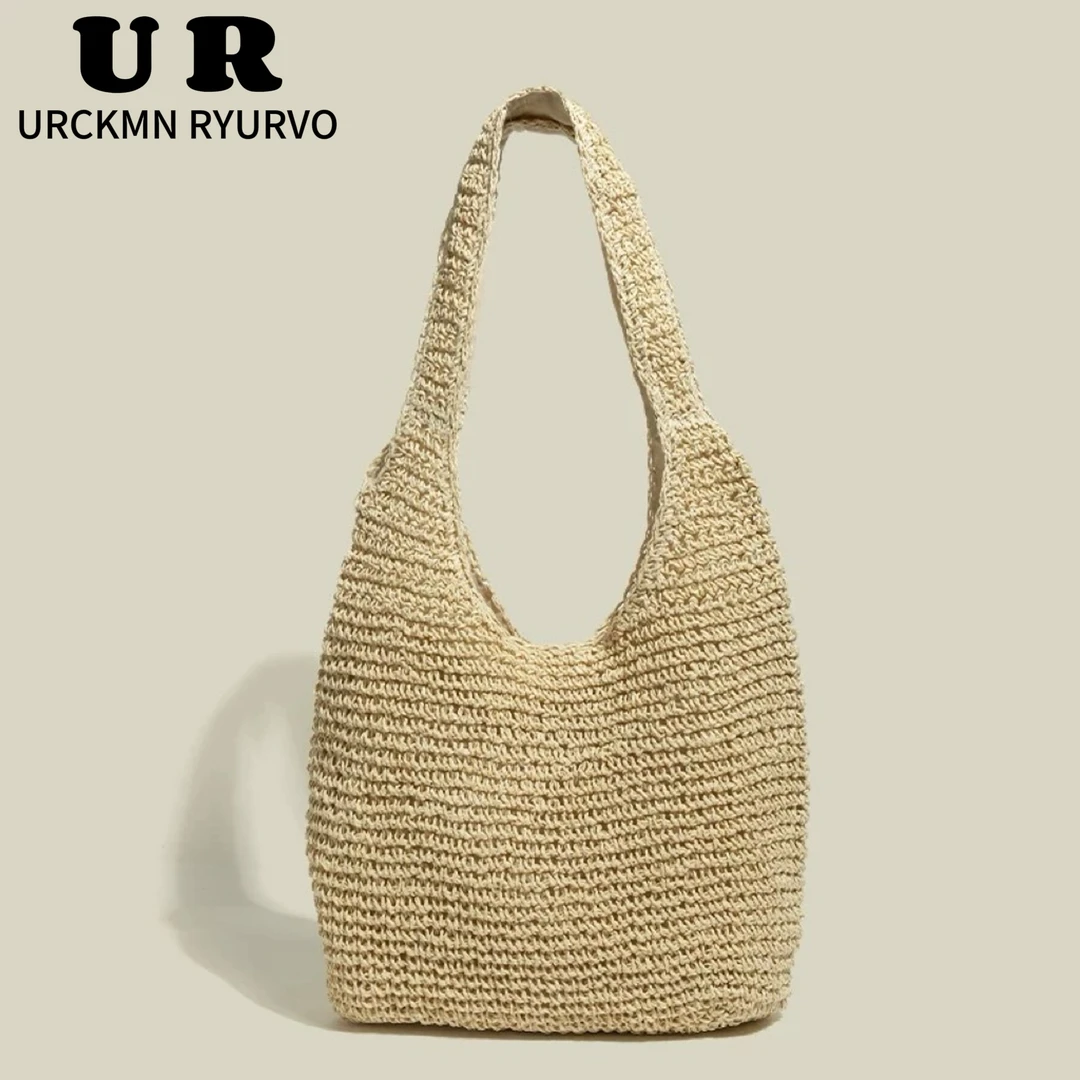 URCKMN RYURVO沙滩度假风草编包2025新款大容量夏季草编托特包