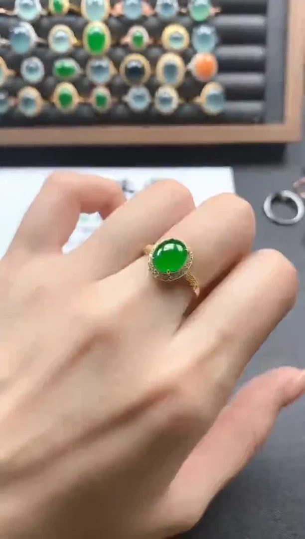 银S925镶嵌戒指翡翠51151