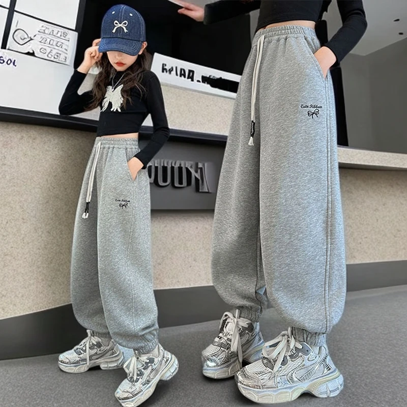 女童裤子春秋女孩运动裤2025春季洋气儿童休闲裤宽松卫裤大童长裤