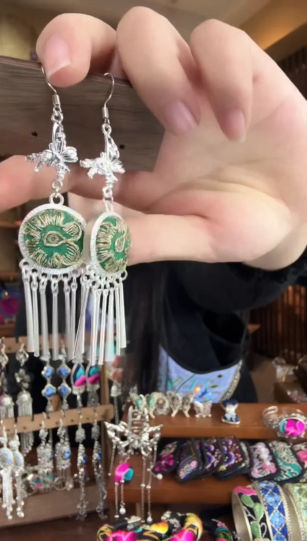 刺绣非遗刺绣民族风耳环