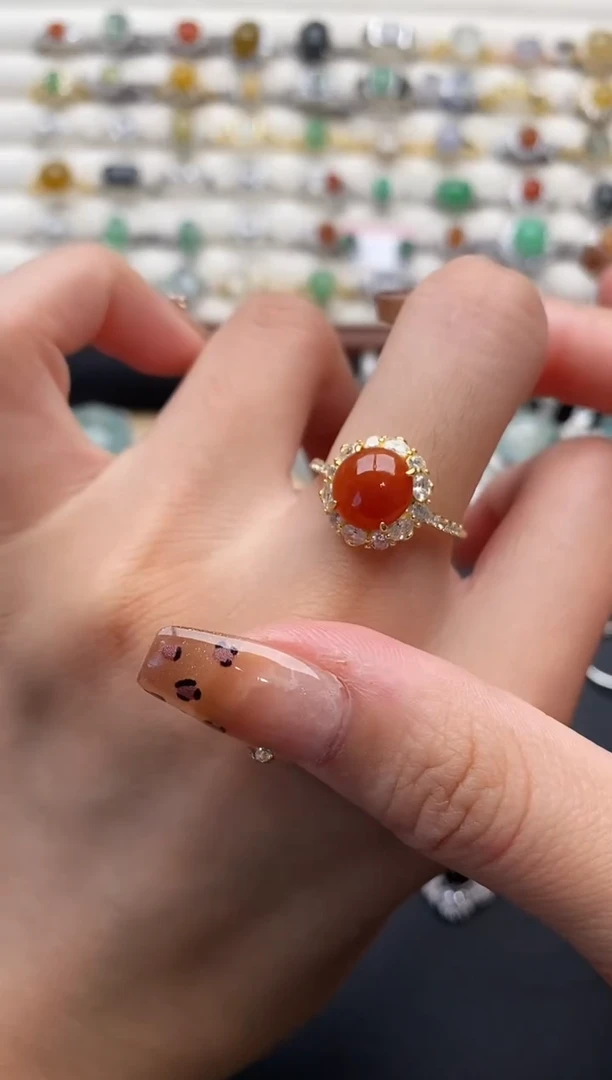 银S925镶嵌戒指翡翠22222+1