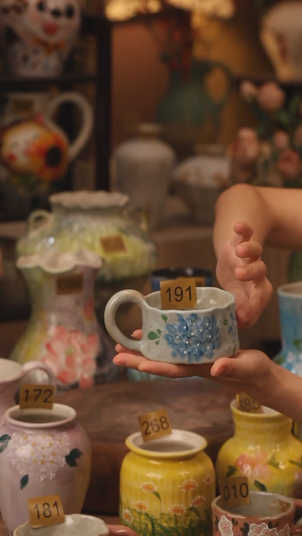 陶瓷191景德镇设计师手作花器摆件侘寂风