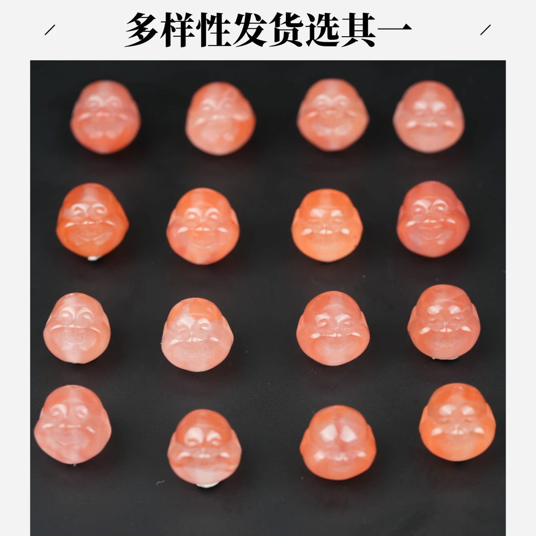 福利嗨！纯漏南红玛瑙精工立体圆雕雕刻笑佛弥勒9mm天地孔配珠腰珠