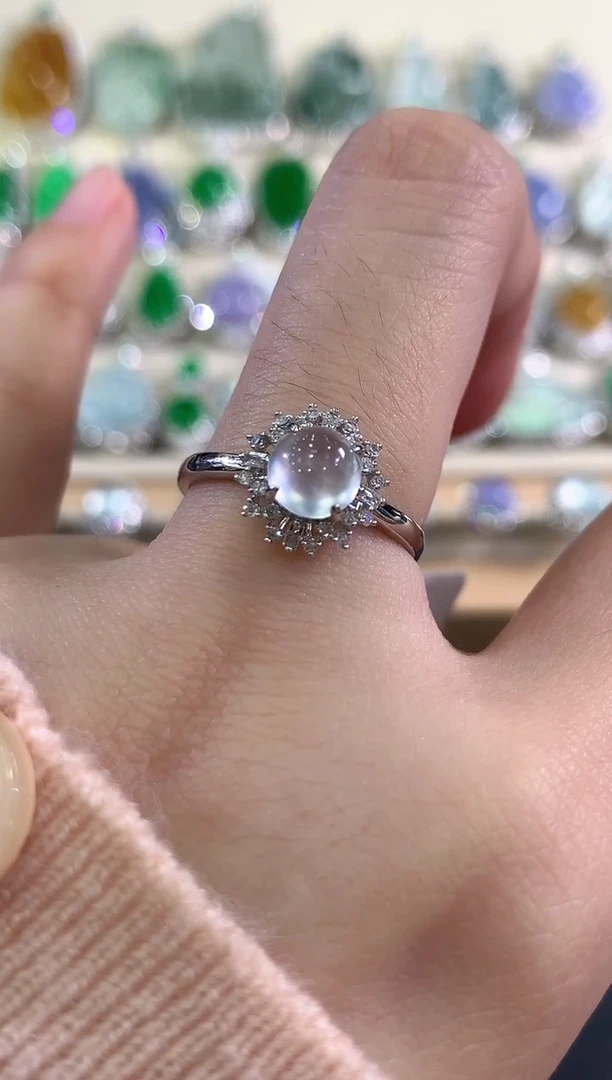 18K金镶嵌戒指翡翠b122多样性一件发