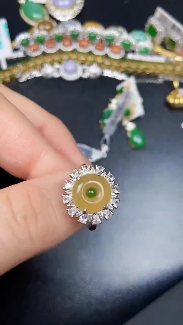 银S925镶嵌戒指翡翠3580