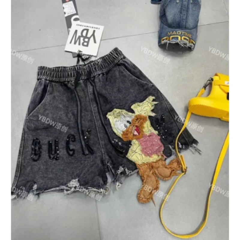 【帅姐欧货优选】春夏新款时尚百搭休闲显瘦鸭子牛仔短裤Y69206