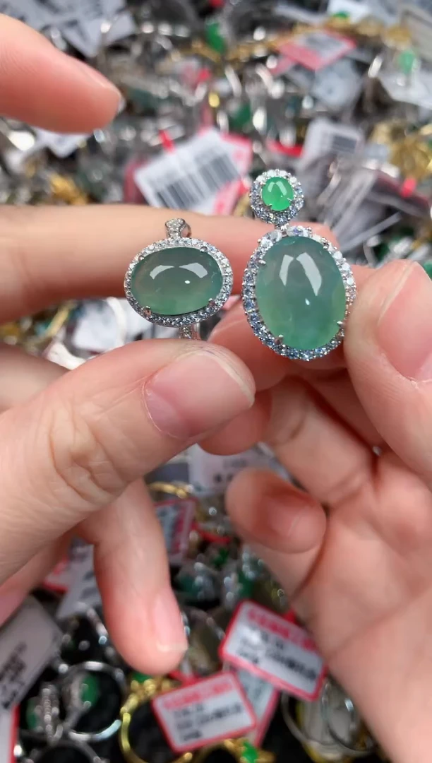 银S925镶嵌戒指翡翠333--9