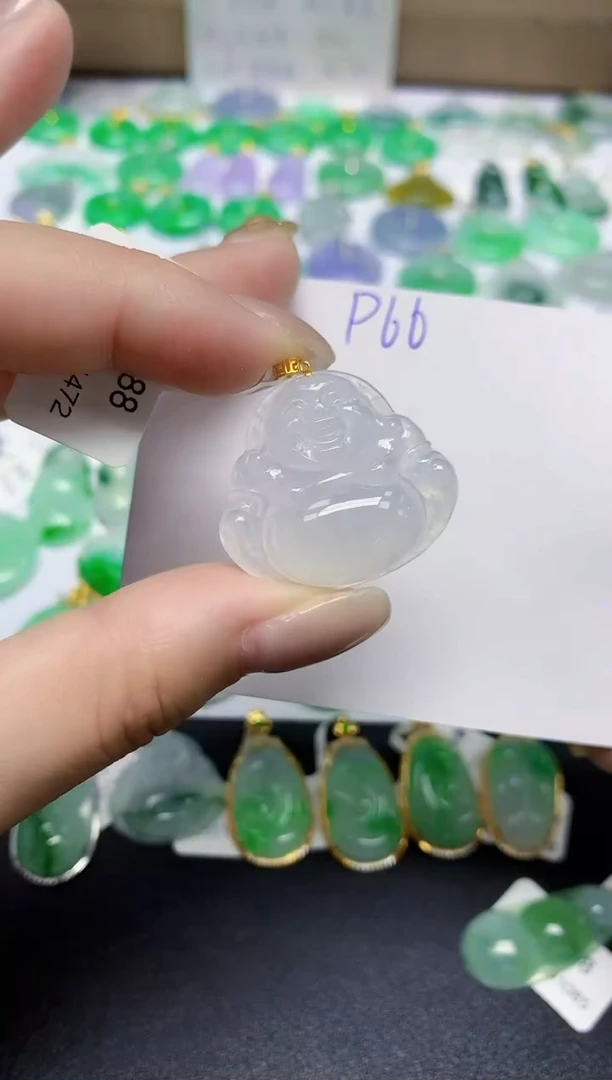 颈饰18K金镶嵌翡翠天然缅甸翡翠A货翡翠百元以上9元证书费自理