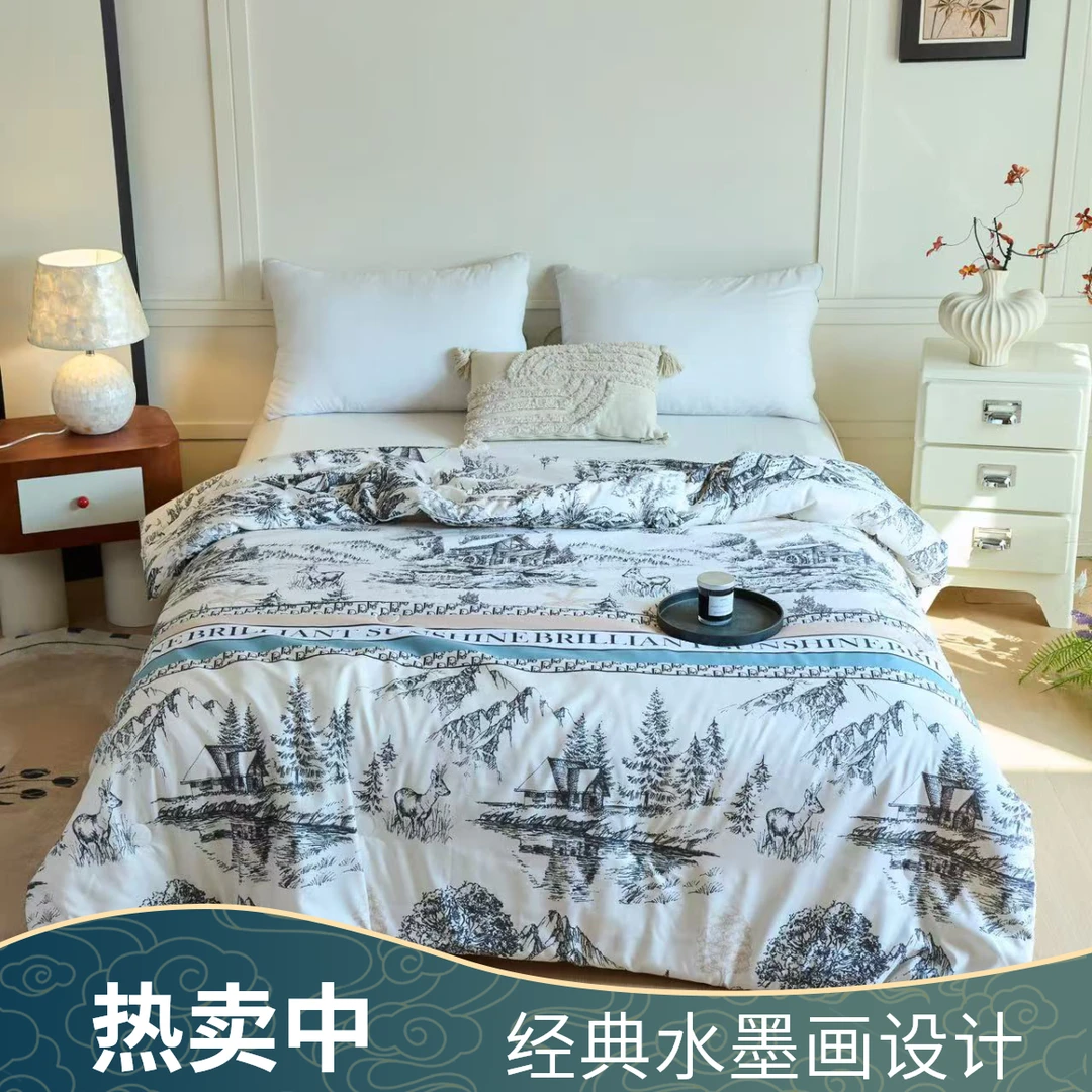 2025新款轻奢风磨毛印花款成人夏凉被空调被可机洗单人双人被子11