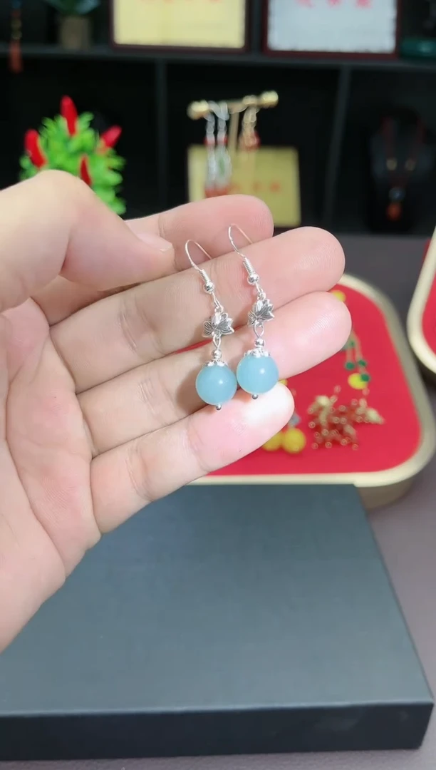 【闪购商品】玛瑙/玉髓耳钉银S925镶嵌237000